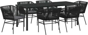 vidaXL Set de masă pentru grădină cu pernă 7 pcs Negru