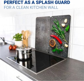 Protecții de aragaz 2 buc. din sticlă temperată 52x30 cm Rosemary - Maximex