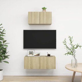 Set de dulapuri TV, 2 piese, stejar sonoma, PAL 1, Stejar sonoma, 60 80 x 30 x 30 cm