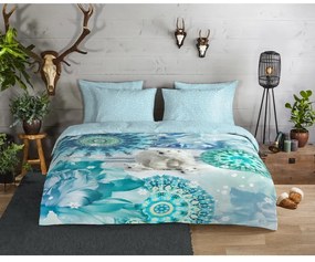 Lenjerie de pat albastră din flanelă pentru pat de o persoană 140x200 cm Seppo – HIP