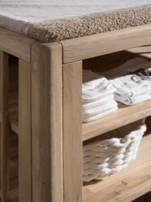 Masă de Înfășat Forrest Oak, cu 2 Rafturi Deschise, din Lemn Masiv de Stejar, Natur – Vipack