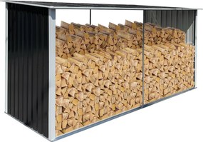 Magazie pentru lemn, antracit/alb, 377,5x121x194 cm, DARYL TIP 4