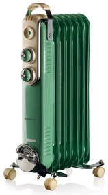 Calorifer electric cu ulei Ariete VINTAGE 0837/14, 1500W, 7 elementi, 3 trepte, Rotite pivotante 360°, Maner, Verde