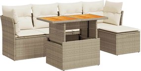 vidaXL Set canapele de grădină cu perne, 6 piese, bej, poliratan