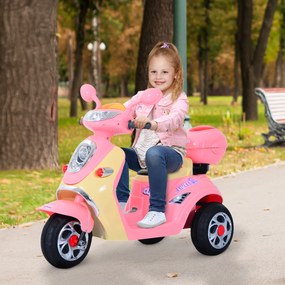 Motoreta Tricicleta Electrica HOMCOM pentru Fetite 6V, Lumini si Muzica, Roz | Aosom RO