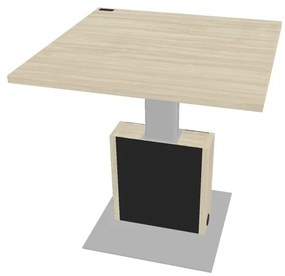 Masă de conferință reglabilă Verno+ S 120 x 120 cm, salcâm / negru