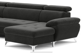 Canapea colțar extensibilă cu spațiu depozitare U CATANIA stânga grafit