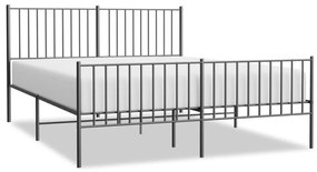 350884 vidaXL Cadru pat metalic cu tăblie de cap/picioare, negru, 150x200 cm