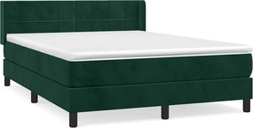 vidaXL Pat box spring cu saltea, verde închis, 140x200 cm, catifea