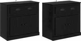 vidaXL Bufeturi 2 pcs Stejar Negru 70 x 35,5 x 67,5 cm Lemn compozit