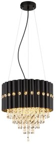 Lustra suspendata, Metal Negru, Cristale K5, ELEOS 63149-3 GL