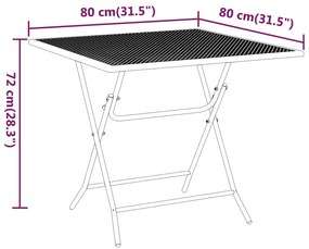 Set mobilier gradina 3 piese antracit plasa metalica expandata Lungime masa 80 cm, 3