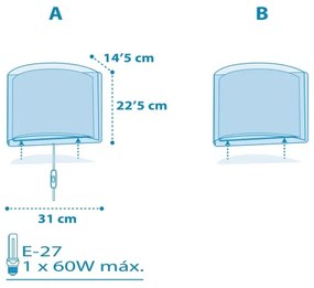 Dalber 81198T - Aplică perete copii LIGHT FEELING 1xE27/60W/230V