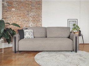 Canapea maro deschis extensibilă/cu spațiu de depozitare cu tapițerie din catifea reiată 244 cm Arcadova – ELTAP