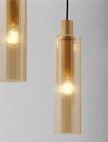 Lustra cu 3 pendule metal auriu, sticla chihlimbar ZOELLA