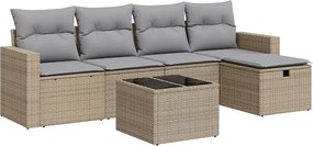 vidaXL Set canapele de grădină cu perne, 6 piese, bej, poliratan