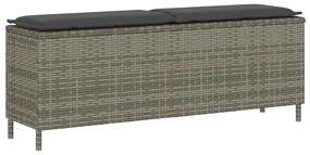 vidaXL Bancă de grădină cu pernă, gri, 110x30x40,5 cm, poliratan
