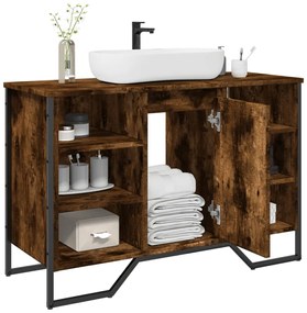 vidaXL Dulap chiuvetă baie, stejar fumuriu, 91x35x60 cm lemn prelucrat