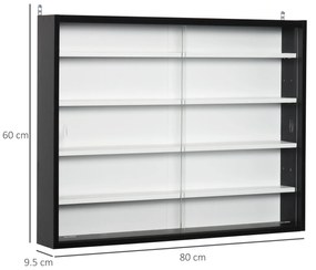 HOMCOM Vitrina Moderna pentru Colectionare 5 Etajere, Panou Suport de obiecte cu Etajere Reglabile, 80x9.5x60cm, Negru si Alb | Aosom Romania