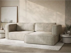 Colțar bej extensibil/cu spațiu de depozitare cu tapițerie din chenille (cu colț pe partea dreaptă/cu șezlong) Velto – Maison de Rêve