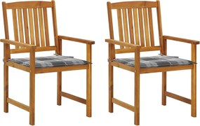 vidaXL Scaune de grădină cu perne, 2 buc., lemn masiv acacia