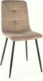Scaun bucatarie metalic IVO, bej/negru, stofa catifelata, 45x39x91 cm
