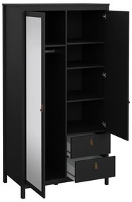 Șifonier negru cu oglindă 102x199x58 cm Madrid – Tvilum