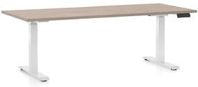 Masa inaltime reglabila OfficeTech C, 180 x 80 cm, bază albă, stejar