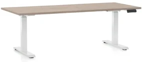 Masa inaltime reglabila OfficeTech C, 180 x 80 cm, bază albă, stejar