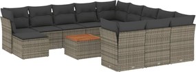 vidaXL Set mobilier de grădină cu perne, 13 piese, gri, poliratan