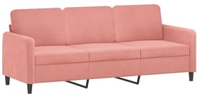 Set canapea, perne perne decorative, 4 piese, roz, catifea Roz, Cu suport de picioare