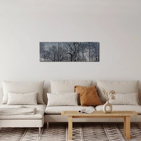 Tablou - Siluetă copac și frunze (cu ceas) (90x30 cm)