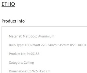 Spot LED aplicat design modern ETHO auriu, NVL-9695158
