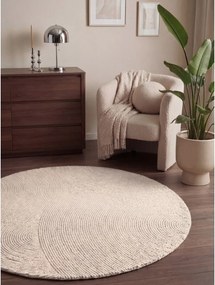 Covor în culoare naturală deschisă țesut manual rotund din lână ø 200 cm Calmio – Hanse Home