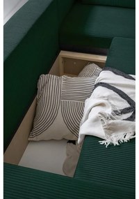 Colțar verde închis extensibil cu tapițerie din catifea reiată (cu colț pe partea dreaptă) Brave Dave – Miuform