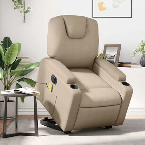vidaXL Fotoliu electric masaj rabatabil cu ridicare, cappuccino