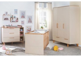 Șifonier de copii crem/în culoare naturală cu aspect de lemn de stejar 138x200x55 cm Jil – Roba