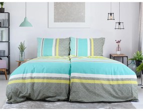 Lenjerie de pat gri/turcoaz din țesătură crep pentru pat de o persoană 140x200 cm Beautiful Spring – B.E.S.