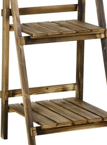Outsunny Suport pentru Plante Pliabil, Jardinieră cu 3 Niveluri, Raft de Exterior pentru Plante, 40x37x93 cm, Lemn Natural | Aosom Romania