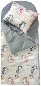 Sac de dormit buzunar de iarna 1-3 ani Deseda Unicorni cu gri