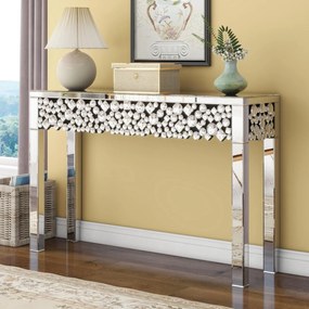 MAOG205 - Masa toaleta oglinda, masuta consola, 120 cm, cosmetica machiaj, vanity birou, Argintiu