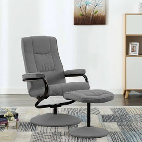 249311 vidaXL Fotoliu rabatabil cu taburet, gri deschis, material textil