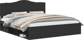 vidaXL Cadru de pat cu headboard Negru 200 x 200 cm Lemn de pin masiv