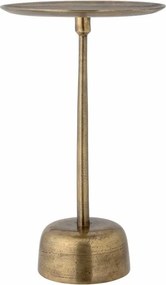 Măsuță laterală pentru canapea, rotundă, din aluminiu, auriu, cu picior central și bază rotunjită, finisaj antichizat, 51,5 x 30 cm, „Maris”