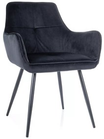 Scaun de dining din catifea cu picioare negre GRAPE negru