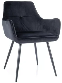Scaun de dining din catifea cu picioare negre GRAPE negru