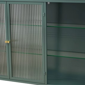 Dulap de Perete cu 3 Uși din Sticlă cu Design Curbat, Verde închis | Aosom Romania