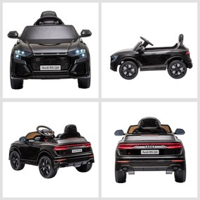 HOMCOM Mașină electrică pentru copii sub licență Audi RS Q8, vehicul electric cu telecomandă, MP3, USB, Bluetooth, negru | Aosom Romania
