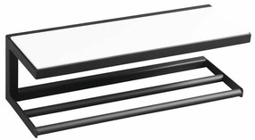 SAPHO Ska401 Raft de perete Ska 45 x 14 x 16 cm,negru mat cu placă MDF albă