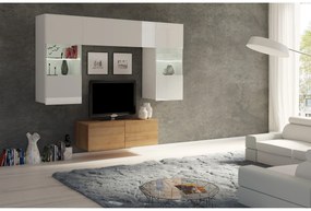 Mobilier living Calabria C10 (Alb + Stejar auriu) (fără iluminat). 1051628
